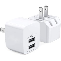 USB Charger, 2-Pack Dual Port 12W Wall Charger Adapter, USB Charger Block with Foldable Plug, Charging Box Brick, Cube for iPhone 15 14 13 12 11 Pro Max