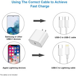 Charger Block  MFI Certified Fast USB C Cube Wall Charging Power Adapter Plug for Apple iPhone 15 14/13/12/12 Mini/12 Pro Max/11/ IPad Pro Air USB-C Charge Brick