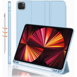 iPad Pro 11 Inch Case 2022(4th Gen)/ 2021(3rd Gen) with Pencil Holder [Support iPad 2nd Pencil Charging/Pair],Trifold Stand Smart Case with Soft TPU Back,Auto Wake/Sleep(Sky Blue)