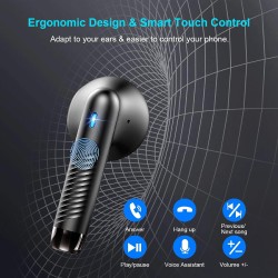 Wireless Bluetooth 5.3 Earbuds Stereo Bass, Headphones in Ear Noise Cancelling Mic, IP7 Waterproof Sports, 32H Playtime USB C Mini Charging Case Ear