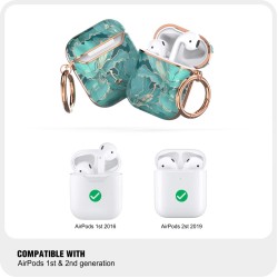 AirPod Case, Flower AirPods Hard Case Cover with Keychain for Women Men, AirPod 1st & 2nd Generation case
