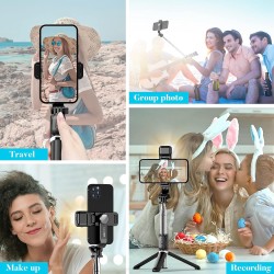 Portable 41 Inch Selfie Stick Phone Tripod with Wireless Remote Extendable Tripod Stand 360 Rotation Compatible with iPhone 14 13 12 11 pro Xs Max Xr X 8 7 6 Plus, Android Samsung Smartphone