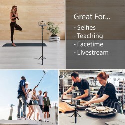 42" Compact Selfie Stick & Tripod, Extendable, Wireless Bluetooth Remote, Lightweight Aluminum, Travel Ready, Compatible with iPhone 14 13 12 Pro Xs Max Xr X 8Plus 7 & Android