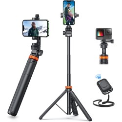 62" Phone Tripod, EUCOS Tripod for iPhone & Selfie Stick Tripod with Remote, Upgraded iPhone Tripod Stand & Travel Tripod, Solidest Cell Phone Tripod Compatible with iPhone 14/15/12/Android