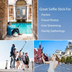 51" Professional Selfie Stick Tripod, 100% All Aluminum Stick & Legs, Lightweight, Detachable Bluetooth Remote, Portable All in One, Compatible with iPhone & Android, Non Skid Feet, Black