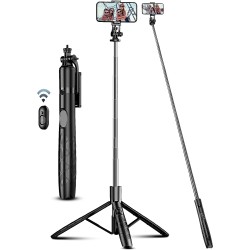 71" Phone Tripod & Selfie Stick, All in One Extendable Cell Phone Tripod with Wireless Remote, Tripod Stand for iPhone & Travel Tripod 360° Rotation Compatible with iPhone Android Phone, Camera